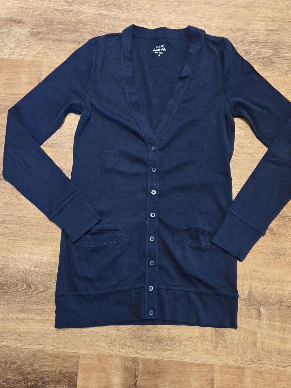 J. Crew Perfect Fit Dark Navy Long V-Neck Button Cardigan Small